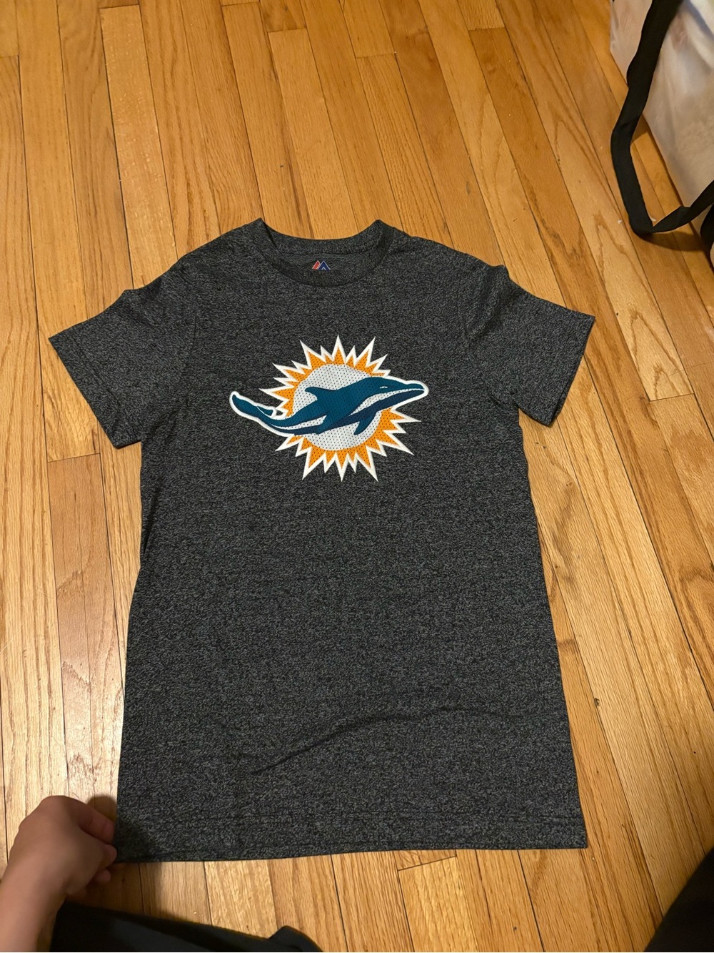 Majestic Heather Gray Tee with Blue and Red Logo